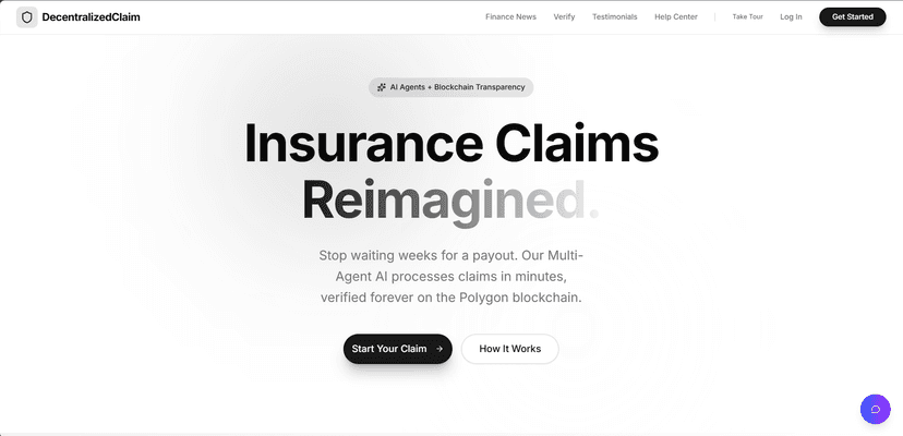 DecentralisedClaim - Autonomous AI BlockChain Insurance Platform
